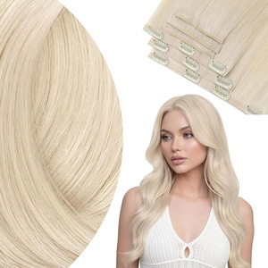 image:imageVe Sunny Genius Human Hair Extensions Clip ins Short BlondeW6 60A Beige Blonde