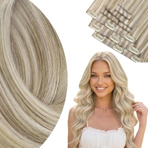 image:imageVe Sunny Genius Human Hair Extensions Clip ins Short BlondeW7A P1622 Golden Blonde Highlights