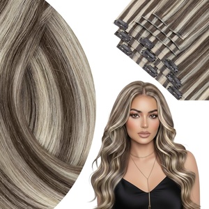image:imageVe Sunny Genius Human Hair Extensions Clip ins Short BlondeW7C P860 Light Brown Highlights Blonde