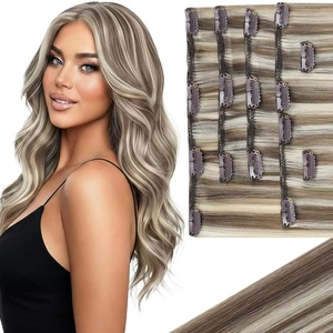 image:imageVe Sunny Seamless Clip ins Human Hair Platinum Blonde Straight 18 InchV3F P860 Midnight Frost Blonde