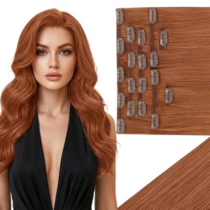 image:imageVe Sunny Seamless Clip ins Human Hair Platinum Blonde Straight 18 InchV4B 350 Orange Copper