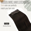 image:image2 Packs Wire Hair Extensions and Ponytail Extension Human Hair Dark Brown 80G 14Inch