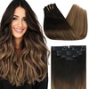image:imageBundle 2Packs Clip in Hair Extensions 1B427 16inch 7Pcs 120G Ponytail Hair Extensions the Same Color 16inch 80G