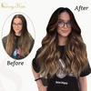 image:imageBundle 2Packs Clip in Hair Extensions 1B427 16inch 7Pcs 120G Ponytail Hair Extensions the Same Color 16inch 80G