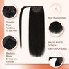 image:imageBundle 2Packs Human Hair Weft Extensions and Ponytail Hair Extensions Darkest Brown 20inch 80G