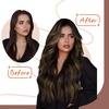 image:imageBundle 2Packs Tape in Hair Extensions and Ponytail Hair Extensions Dark Brown 16inch 80G