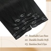 image:imageMake hair look more thickerClip in Real Human Hair Extensions and Ponytail Extensions Human Hair Natural Black 22inch