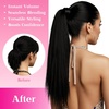 image:imageVe Sunny Ponytail Extension Human Hair 80g Wrap Around Natural Pony Tails Hair Extensions Straight Real Human Hair for Women Jet Black 14 InchPony111 Jet Black