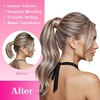image:imageVe Sunny Ponytail Extension Human Hair 80g Wrap Around Natural Pony Tails Hair Extensions Straight Real Human Hair for Women Jet Black 14 InchPony238A60 Light Brown Highlights Platinum Blonde