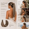image:imageVe Sunny Ponytail Extension Human Hair 80g Wrap Around Natural Pony Tails Hair Extensions Straight Real Human Hair for Women Jet Black 14 InchPony238A60 Light Brown Highlights Platinum Blonde