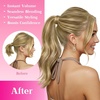image:imageVe Sunny Ponytail Extension Human Hair 80g Wrap Around Natural Pony Tails Hair Extensions Straight Real Human Hair for Women Jet Black 14 InchPony241016 Dark Blonde Highlight Caramel Blond