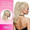 image:imageVe Sunny Ponytail Extension Human Hair 80g Wrap Around Natural Pony Tails Hair Extensions Straight Real Human Hair for Women Jet Black 14 InchPony2460 White Platinum Blonde