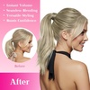 image:imageVe Sunny Ponytail Extension Human Hair 80g Wrap Around Natural Pony Tails Hair Extensions Straight Real Human Hair for Women Jet Black 14 InchPony32SUN Ash Grey Balayage Platinum Blonde