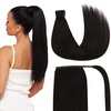 image:image2 Packs Wire Hair Extensions and Ponytail Extension Human Hair Dark Brown 80G 20Inch