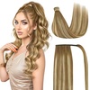 image:imageVe Sunny Ponytail Hair Extensions Human Medium Brown Balayage Platinum Blonde Extension Ombre Clip in 80g 14Inch 28219 Ounce