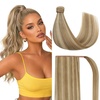 image:imageVe Sunny Real Hair Ponytail Extension Dark Golden Blonde Highlight 16 Inch