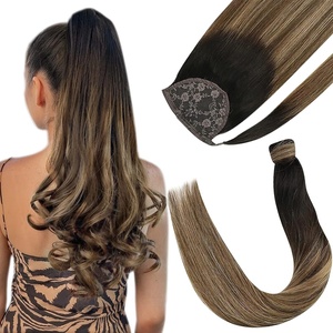 image:imageBundle 2Packs Clip in Hair Extensions 1B427 16inch 7Pcs 120G Ponytail Hair Extensions the Same Color 16inch 80G
