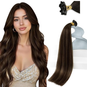 image:imageSunny Hair 18 Inch U Tip Human Hair Extensions Brown Balayage Natural Look