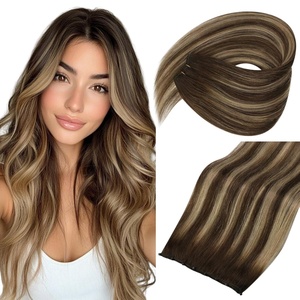 image:imageSunny Hair Beaded Weft Hair Extensions Human Hair Brown Balayage BlondeB4427Chocolate Brown Balayage Caramel Blonde
