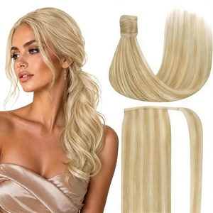 image:imageVe Sunny Ponytail Extension Human Hair 80g Wrap Around Natural Pony Tails Hair Extensions Straight Real Human Hair for Women Jet Black 14 InchPony342760 Strawberry Blonde Highlights Bleach Blonde