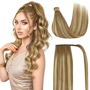 image:imageVe Sunny Ponytail Hair Extensions Human Medium Brown Balayage Platinum Blonde Extension Ombre Clip in 80g 14Inch 28219 Ounce