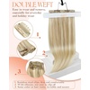 image:imageSunny Hair Clip in Hair Extensions Real Human Hair Blonde Highlights 150g