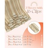 image:imageSunny Hair Clip in Hair Extensions Real Human Hair Blonde Highlights 150g