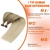 image:imageSunny Hair I Tip Hair Extensions Real Human Hair Balayage Light Brown Ombre Platinum Blonde I Tip Hair Extensions Soft Pre Bonded LongLasting Beauty 50Pack 80S 14Inch