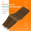 image:imageSunny Hair Tape in Hair Extensions Human Hair Light Chestnut Brown 20Pcs