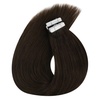 image:imageSunny Hair Tape in Hair Extensions Real Human Hair Invisible Remy Hair Extensions Tape ins for Women Darker Brown 16 inch 20Pcs 50G