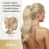 image:imageVe Sunny Hair Extensions Ponytail Real Human Hair Wrap Around Clip in Ponytail Hair Extensions Straight Extensions Human Hair for Women Honey Strawberry Blonde Highlights Bleach Blonde 22inch 80G
