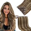 image:imageSunny Hair Clip in Hair Extensions Real Human Hair 22 Inch Caramel Blonde