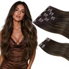 image:imageSunny Hair Clip in Hair Extensions Real Human Hair Balayage 22 Inch 180g