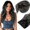 image:imageSunny Hair Clip in Hair Extensions Real Human Hair Black Ombre Balayage