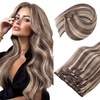 image:imageSunny Hair Clip in Hair Extensions Real Human Hair Brown Blonde 20 Inch