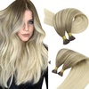 image:imageSunny Hair I Tip Hair Extensions Real Human Hair Balayage Light Brown Ombre Platinum Blonde I Tip Hair Extensions Soft Pre Bonded LongLasting Beauty 50Pack 80S 14Inch