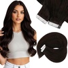 image:imageSunny Hair Tape in Hair Extensions Real Human Hair Invisible Remy Hair Extensions Tape ins for Women Darker Brown 16 inch 20Pcs 50G