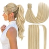 image:imageVe Sunny Hair Extensions Ponytail Real Human Hair Wrap Around Clip in Ponytail Hair Extensions Straight Extensions Human Hair for Women Honey Strawberry Blonde Highlights Bleach Blonde 22inch 80G