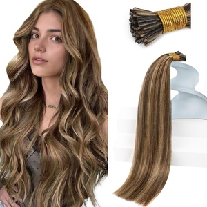 image:imageSunny Hair 20 Inch I Tip Human Hair Extensions Brown Highlight Blonde