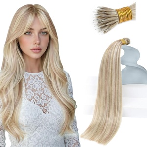 image:imageSunny Hair 24 Inch Nano Bead Hair Extensions Human Hair Blonde Highlight