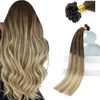 image:imageSunny Hair K Tip Hair Extensions Human Hair Dark Roots Golden Blonde