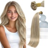 image:imageSunny Hair K Tips Real Human Hair Extensions Ash Blonde Golden Highlights
