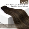 image:imageBundle 2Packs Human Hair Weft Extensions and Ponytail Hair Extensions Brown Ombre 20inch 80G