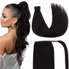 image:image2 Packs Tape in Hair Extensions and Ponytail Extension Human Hair Dark Brown 16Inch