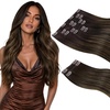 image:imageSunny Hair Clip in Hair Extensions Real Human Hair Balayage 18 Inch 170g
