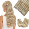 image:imageSunny Hair Clip in Hair Extensions Real Human Hair Blonde Highlight 14inch