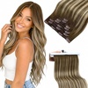 image:imageSunny Hair Clip in Hair Extensions Real Human Hair Brown Balayage 14 Inch