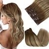 image:imageSunny Hair Clip in Hair Extensions Real Human Hair Brown Balayage Blonde