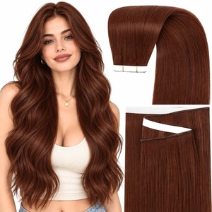 image:imageSunny Hair Long Weft Tape in Hair Extensions Human Hair Jet Black 24InchGUTP33 Warm Mahogany