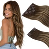 image:imageSunny Hair Clip in Hair Extensions Real Human Hair Brown Balayage 190g